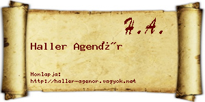 Haller Agenór névjegykártya